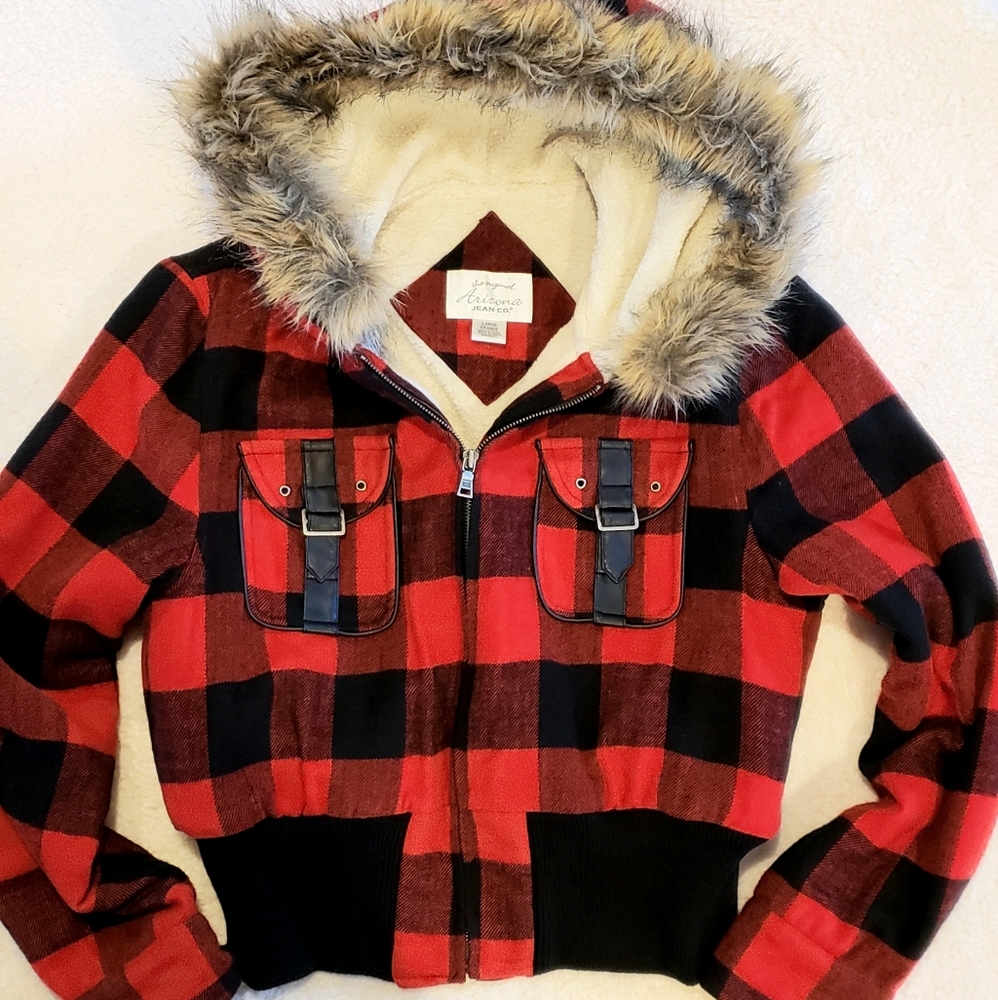Red plaid jacket by Arizona size L